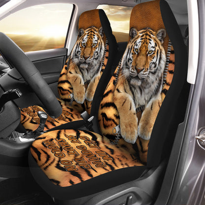 Cool Tiger Pattern Hold on Funny Car Seat Covers Universal Fit Set 2