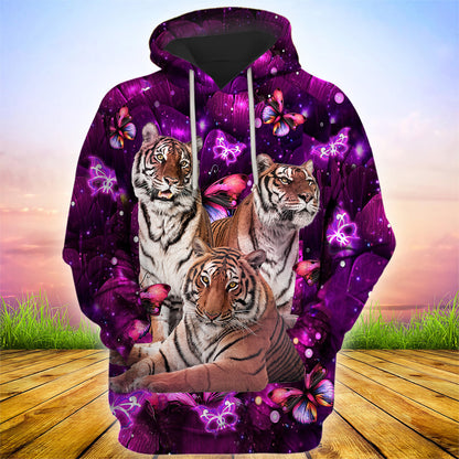 Tiger Purple Flower 3D All Over Printed Unisex Shirt Q181201