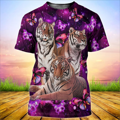 Tiger Purple Flower 3D All Over Printed Unisex Shirt Q181201