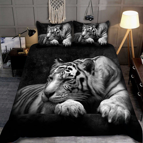 White Tiger Sleep Art All Over Printed Bedding Set