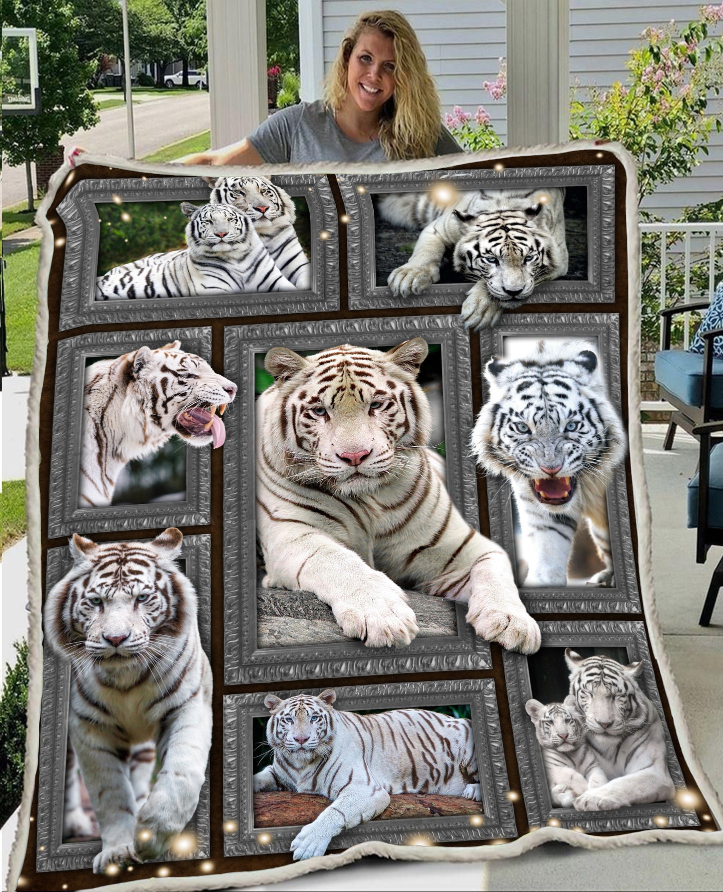White Tiger Art Fleece Blanket