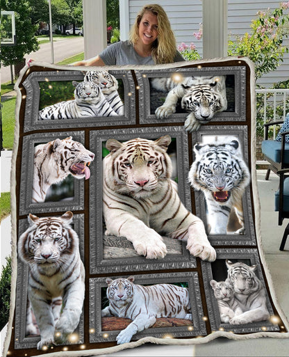 White Tiger Art Fleece Blanket