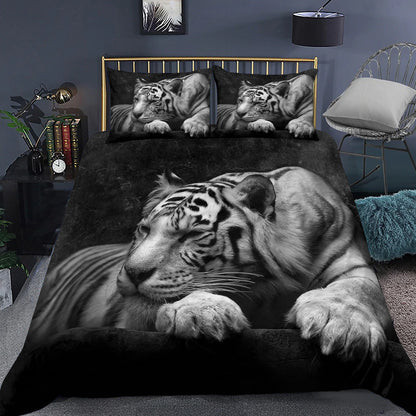 White Tiger Sleep Art All Over Printed Bedding Set