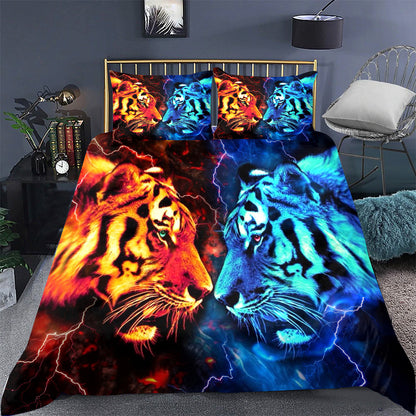 Tiger Art Ice and Fire All Over Printed Bedding Set