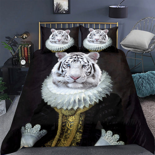 White Tiger Royal All Over Printed Bedding Set