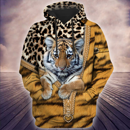 Tiger Zipper Leopard Pattern All Over Printed Unisex Shirt