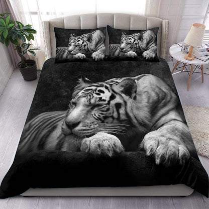 White Tiger Sleep Art All Over Printed Bedding Set