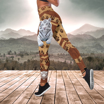 Love White Tiger Leather Pattern - Personalized Hoodie and Leggings