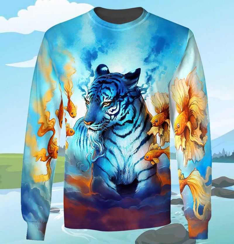 Blue Tiger Art All Over Printed Unisex Shirt