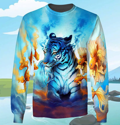 Blue Tiger Art All Over Printed Unisex Shirt