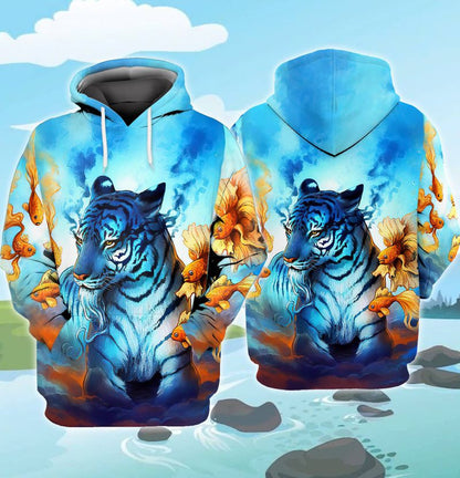 Blue Tiger Art All Over Printed Unisex Shirt