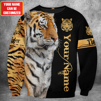 Personalized Name Cool Tiger Face All Over Printed Unisex Shirt
