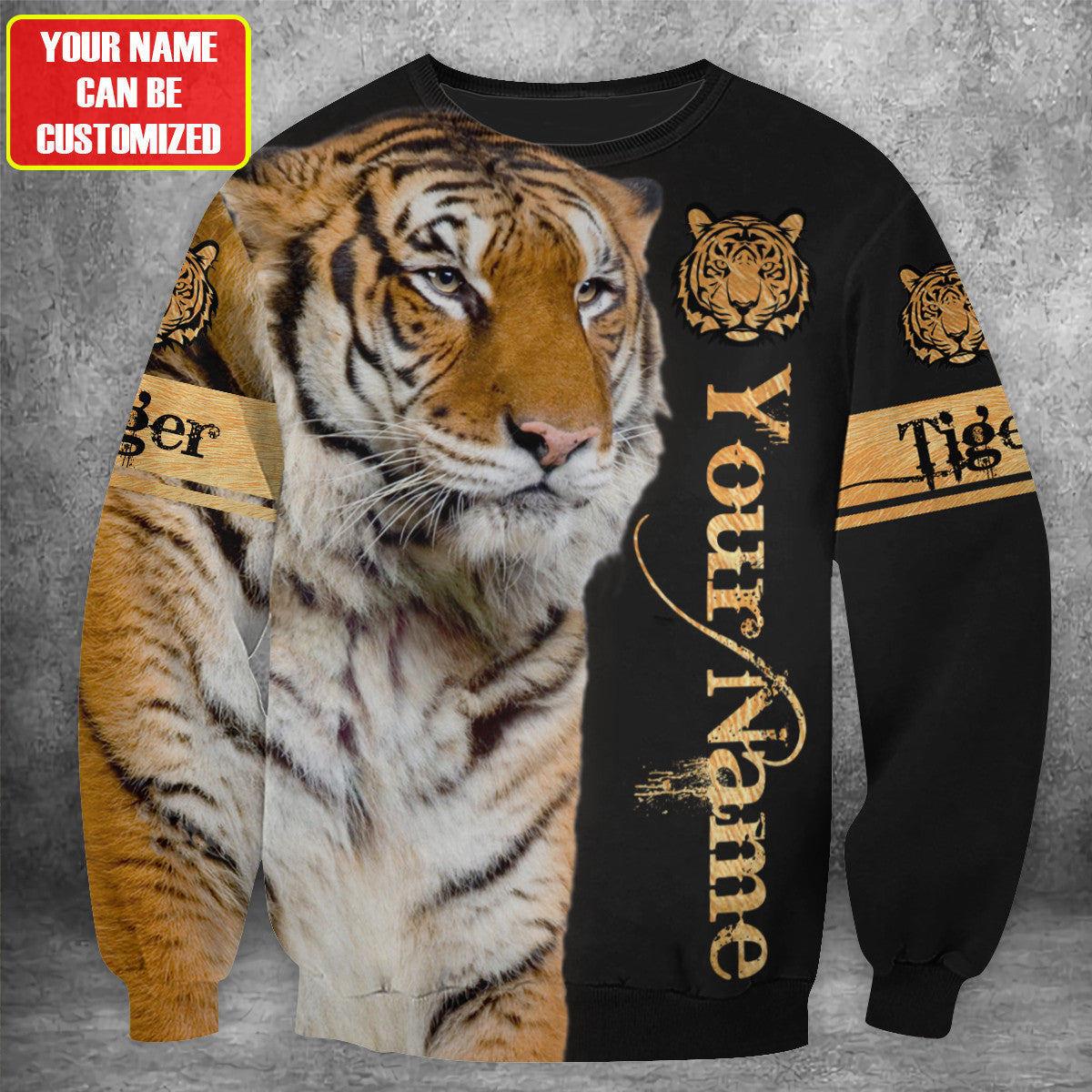 Personalized Name Tiger Face All Over Printed Unisex Shirt