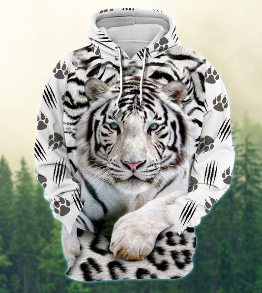 Cool White Tiger Pattern All Over Printed Unisex Shirt Q210106
