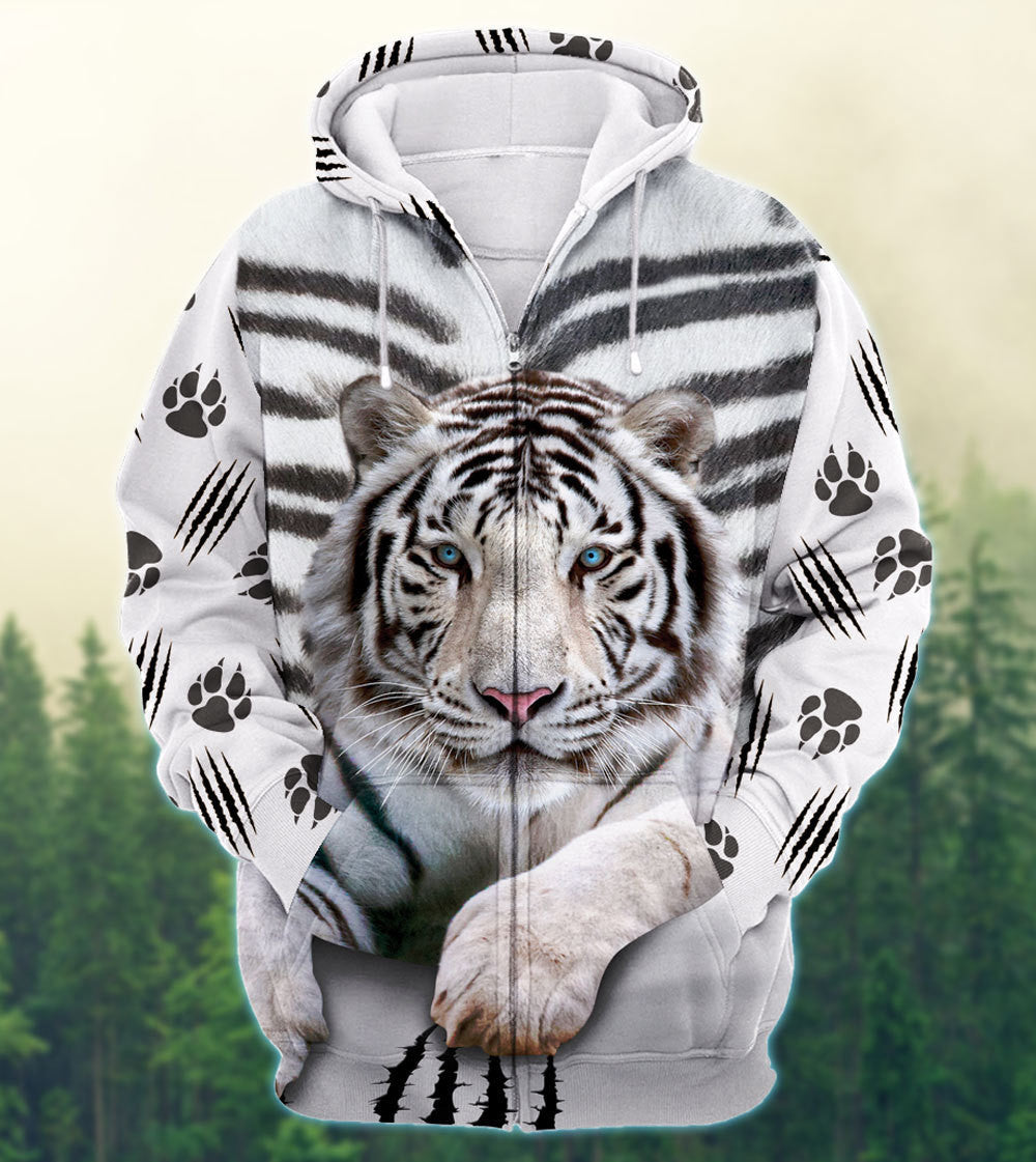 Cool White Tiger All Over Printed Unisex Shirt
