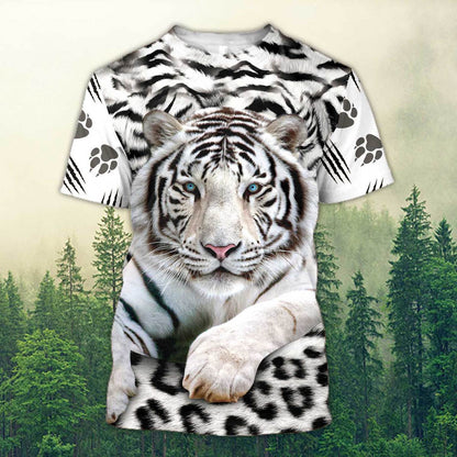 Cool White Tiger Pattern All Over Printed Unisex Shirt Q210106