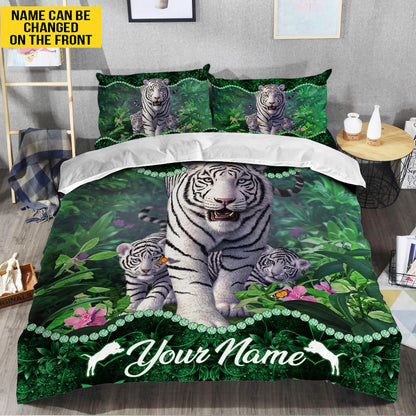 Personalized Name White Tiger Family 3D All Over Printed Bedding Set Q080203