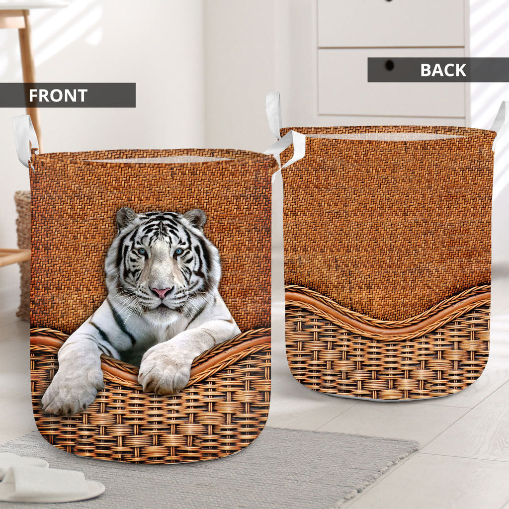 White Tiger Rattan Texture Laundry Basket