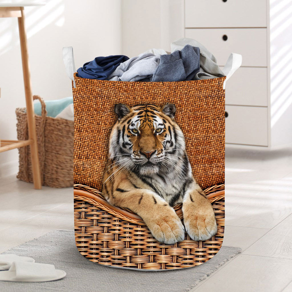 Tiger Rattan Texture Laundry Basket