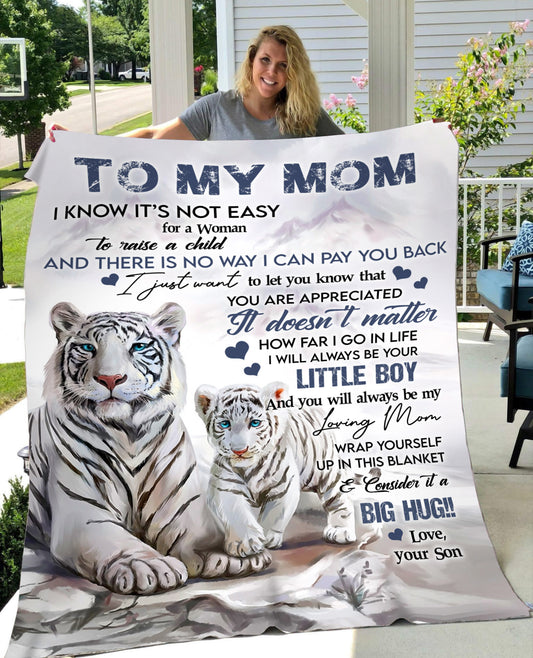 White Tiger To My Mom Fleece Blanket