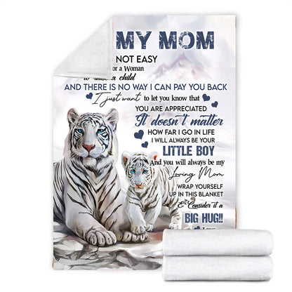 White Tiger To My Mom Fleece Blanket