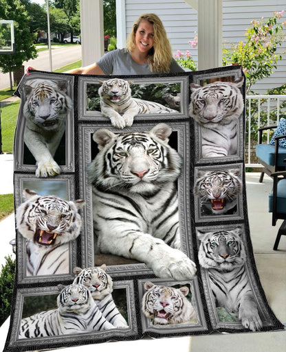 White Tiger 3D Fleece Blanket