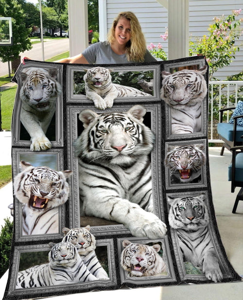 White Tiger 3D Fleece Blanket