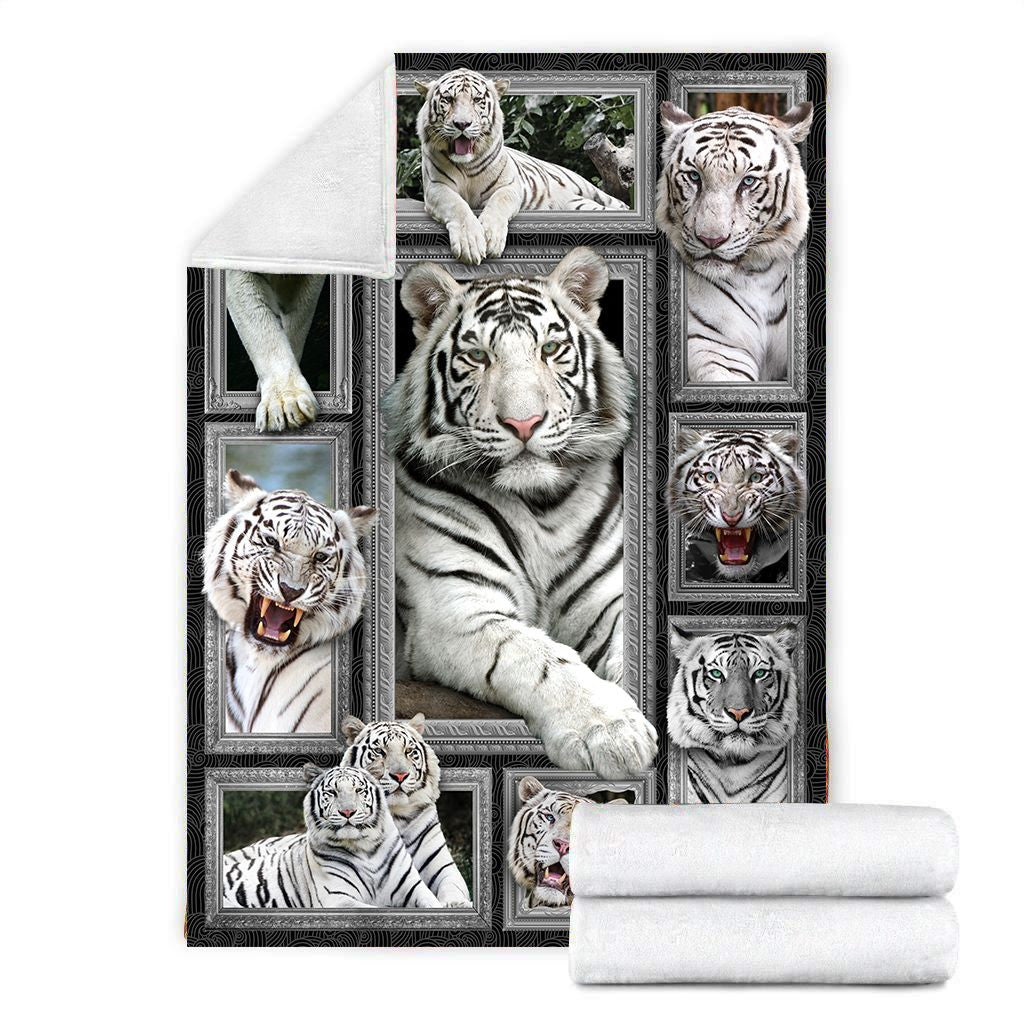 White Tiger 3D Fleece Blanket