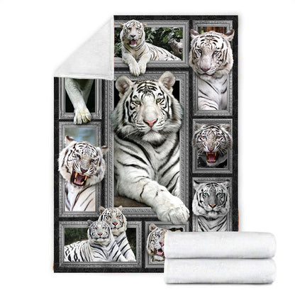 White Tiger 3D Fleece Blanket