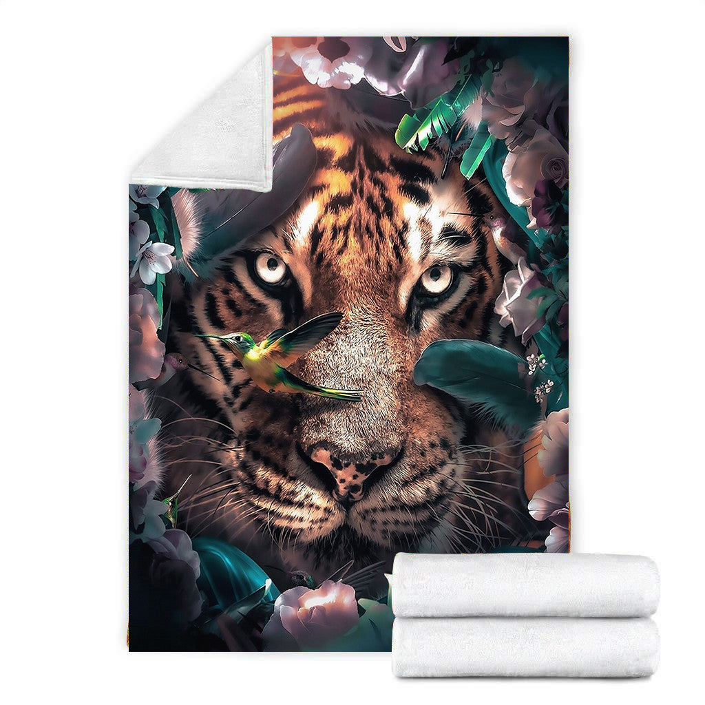 Tiger Flower Fleece Blanket