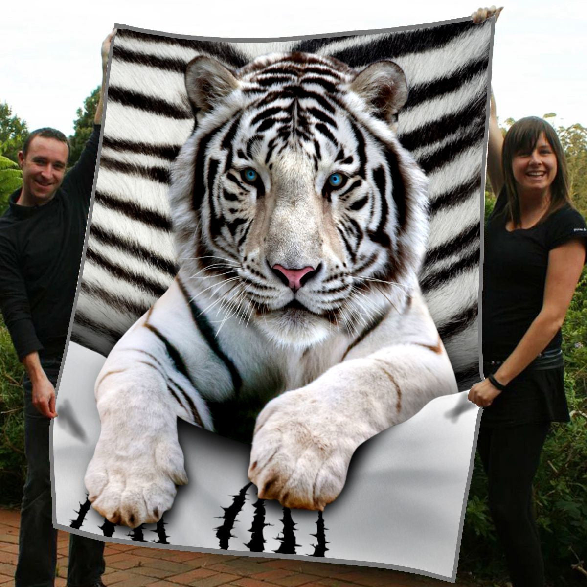 Cool White Tiger Fleece Blanket