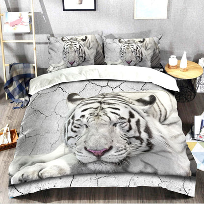 White Tiger Sleep All Over Printed Bedding Set