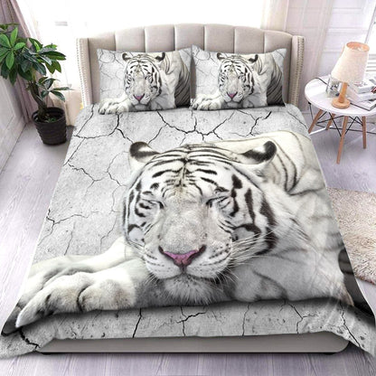 White Tiger Sleep All Over Printed Bedding Set