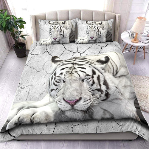 White Tiger Sleep All Over Printed Bedding Set