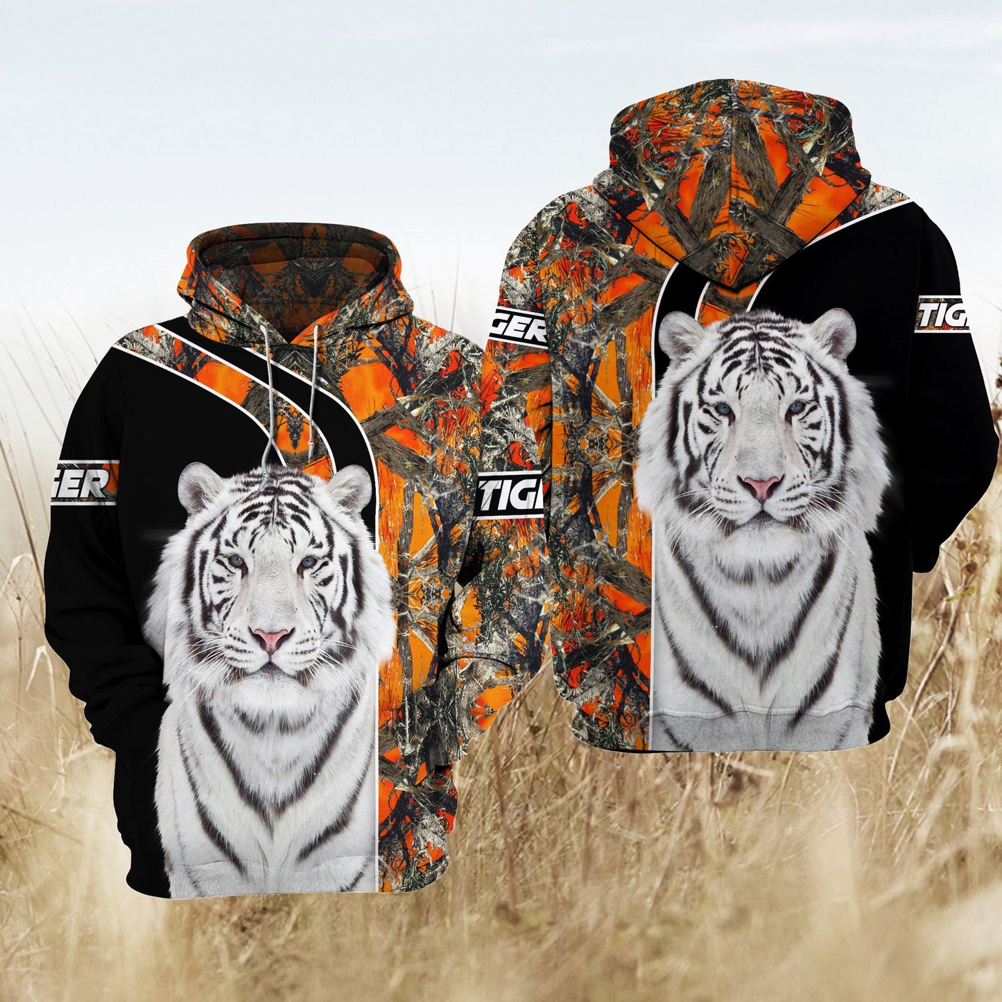 White Tiger Camo Pattern All Over Printed Unisex Shirt