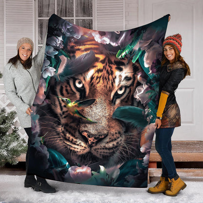 Tiger Flower Fleece Blanket