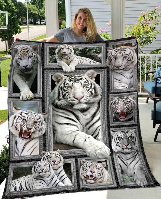 White Tiger 3D Fleece Blanket