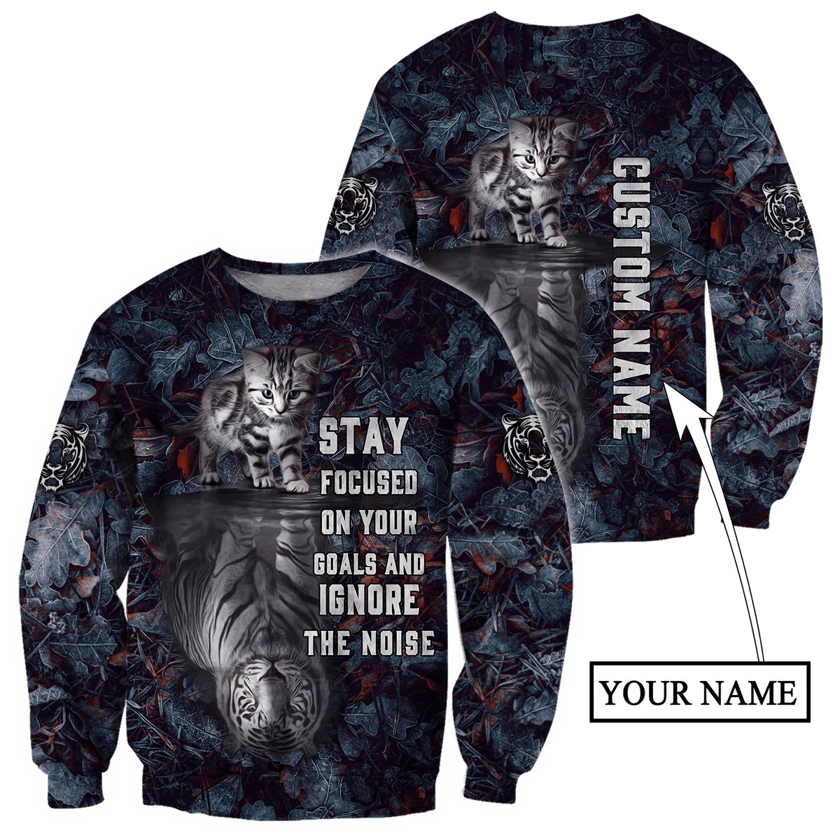 Personalized Name Cat Mirror Tiger All Over Printed Unisex Shirt