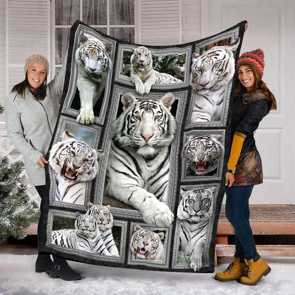 White Tiger 3D Fleece Blanket