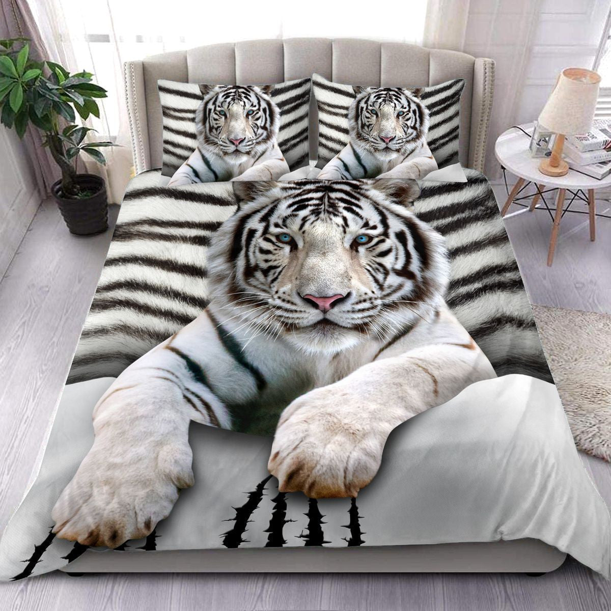 Cool White Tiger V2 All Over Printed Bedding Set