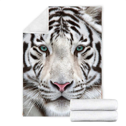White Tiger Face Fleece Blanket