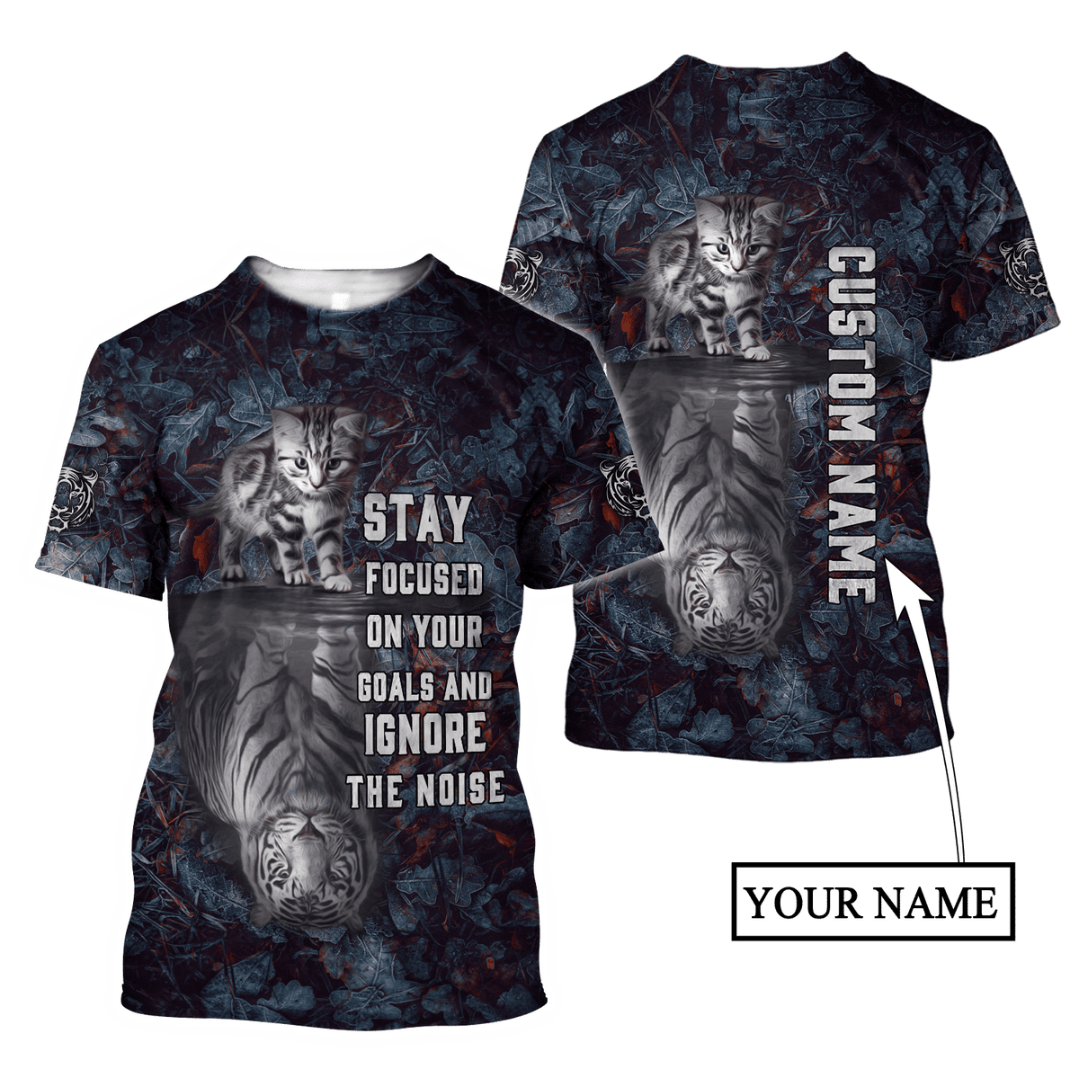 Personalized Name Cat Mirror Tiger All Over Printed Unisex Shirt