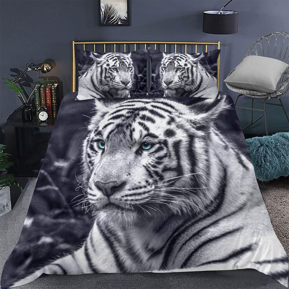 White Tiger 3D Bedding set