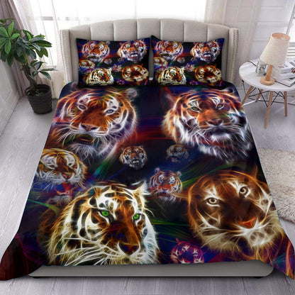 Tiger Face Neon Art All Over Printed Bedding Set