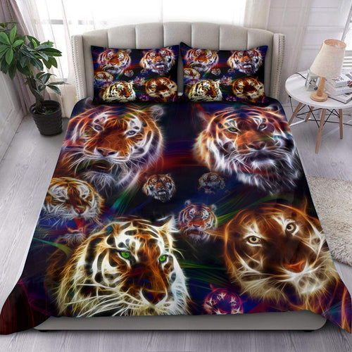 Tiger Face Neon Art All Over Printed Bedding Set