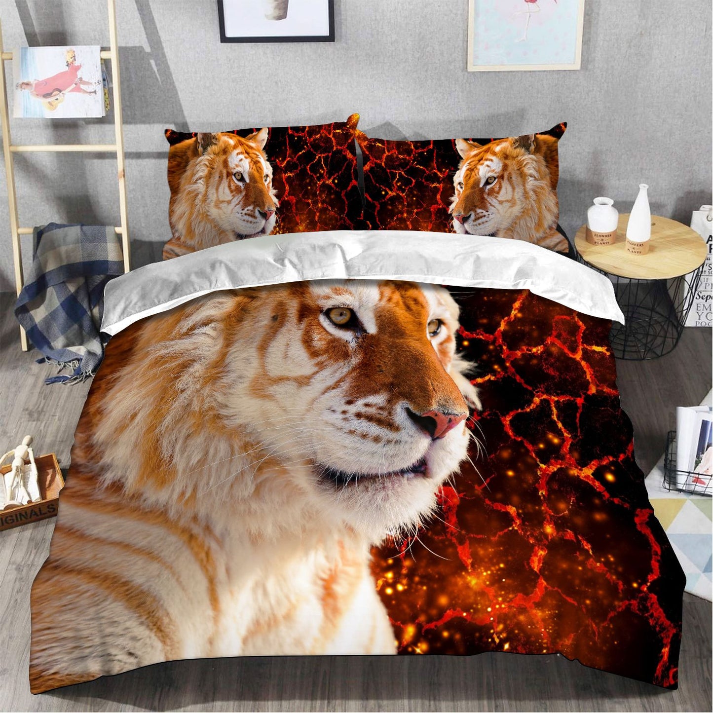 Golden Tiger Lava All Over Printed Bedding Set