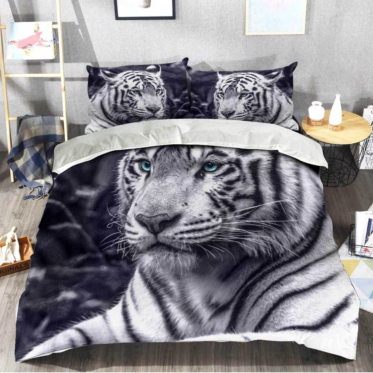 White Tiger 3D Bedding set