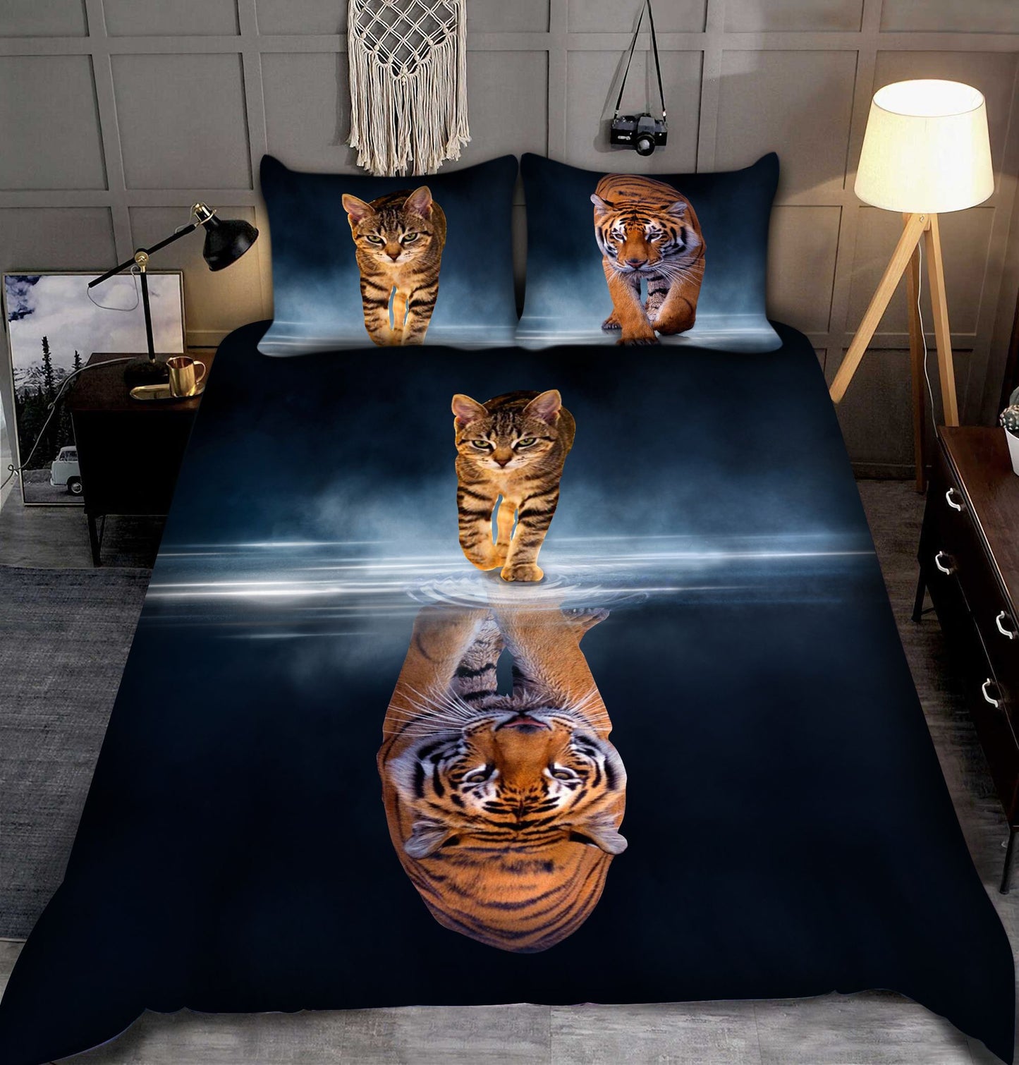 Cat Mirror Tiger All Over Printed Bedding Set