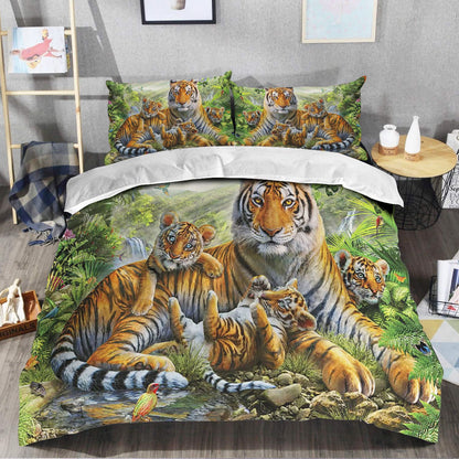 Tiger Family Over Printed Bedding Set