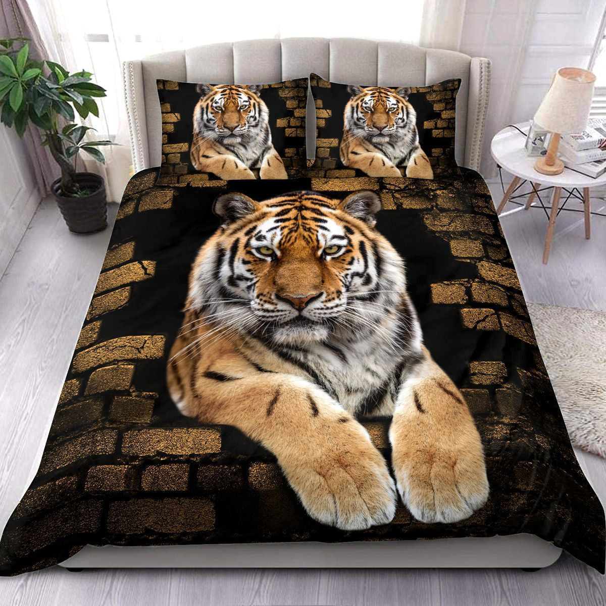 Cool Tiger Wall All Over Printed Bedding Set